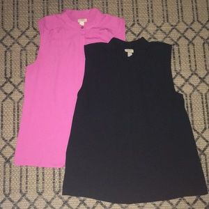 Black and pink J Crew button down tank top blouses